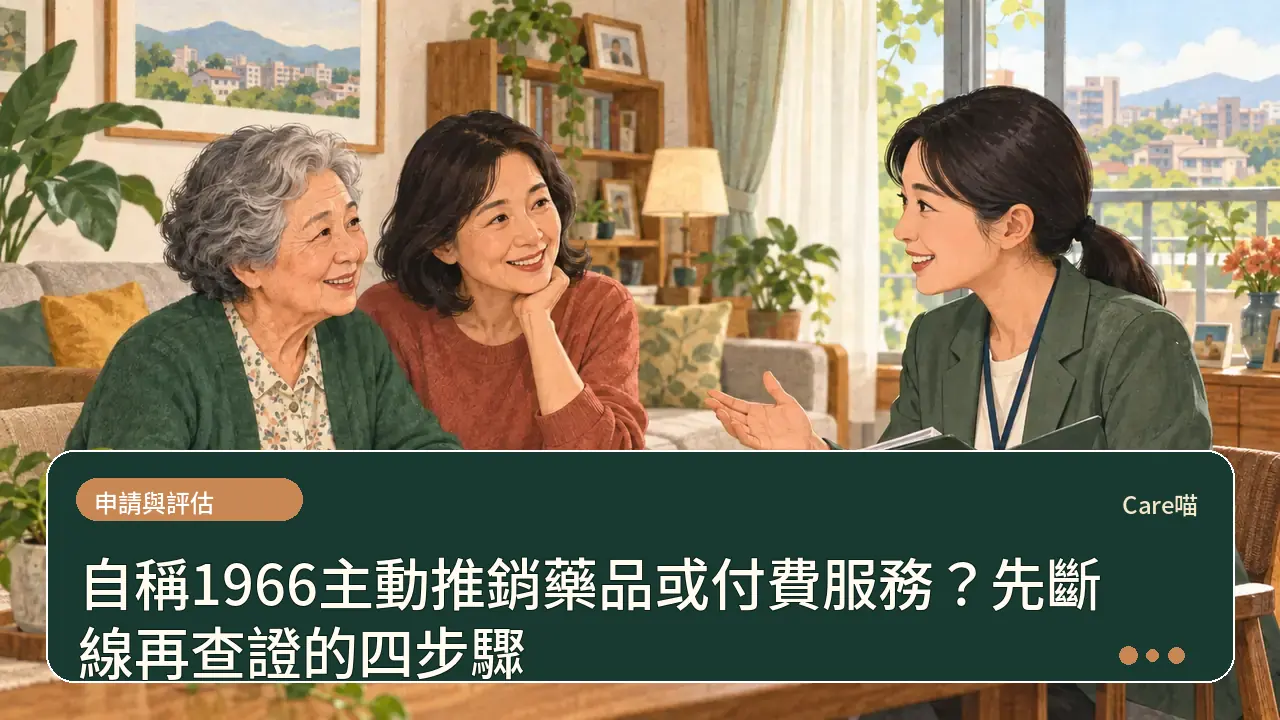 自稱1966主動推銷藥品或付費服務?先斷線再查證的四步驟主題插畫