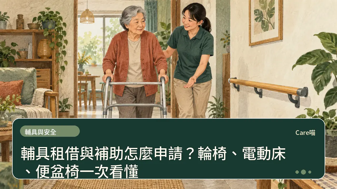 輔具租借與補助怎麼申請？輪椅、電動床、便盆椅一次看懂主題插畫