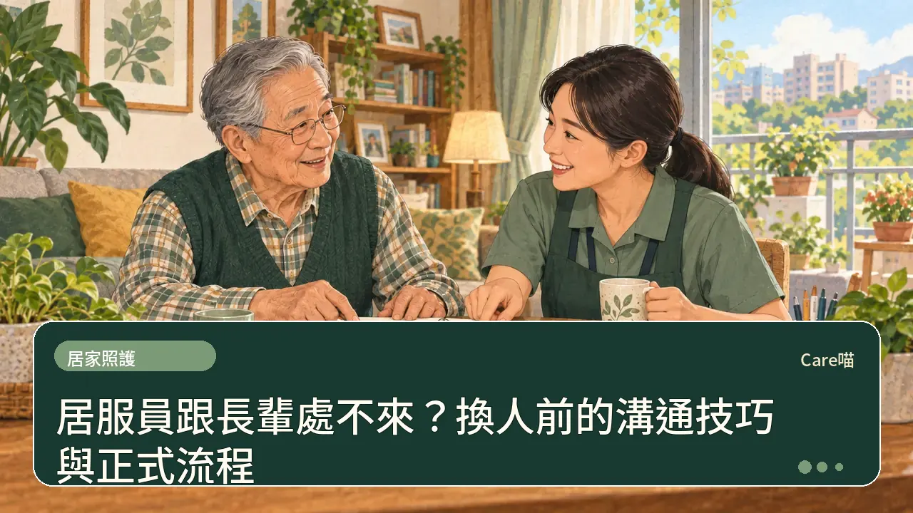居服員跟長輩處不來?換人前的溝通技巧與正式流程主題插畫
