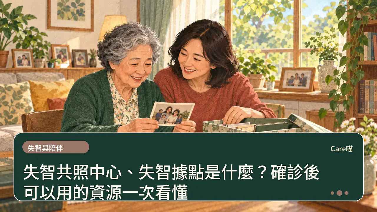 失智共照中心、失智據點是什麼？確診後可以用的資源一次看懂主題插畫