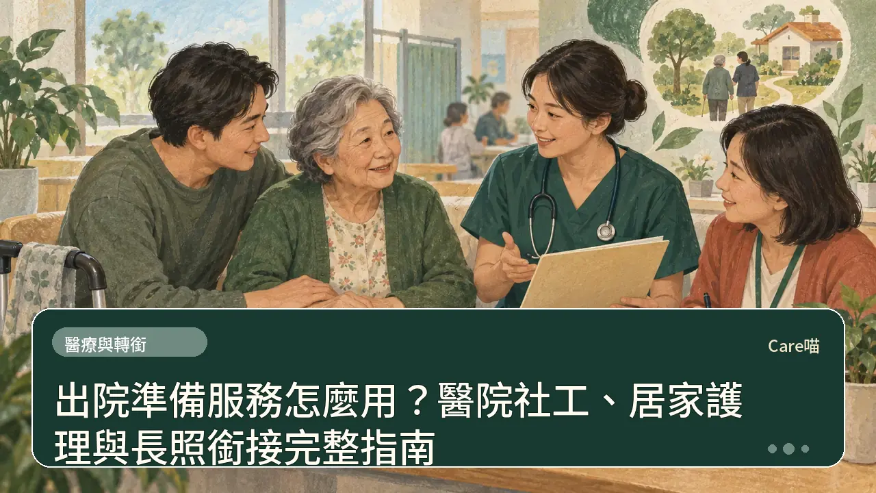 出院準備服務怎麼用？醫院社工、居家護理與長照銜接完整指南主題插畫