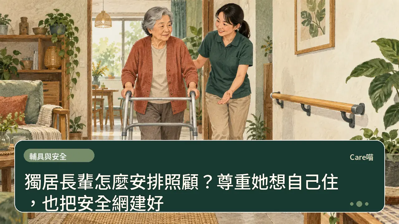 獨居長輩怎麼安排照顧？尊重她想自己住，也把安全網建好主題插畫