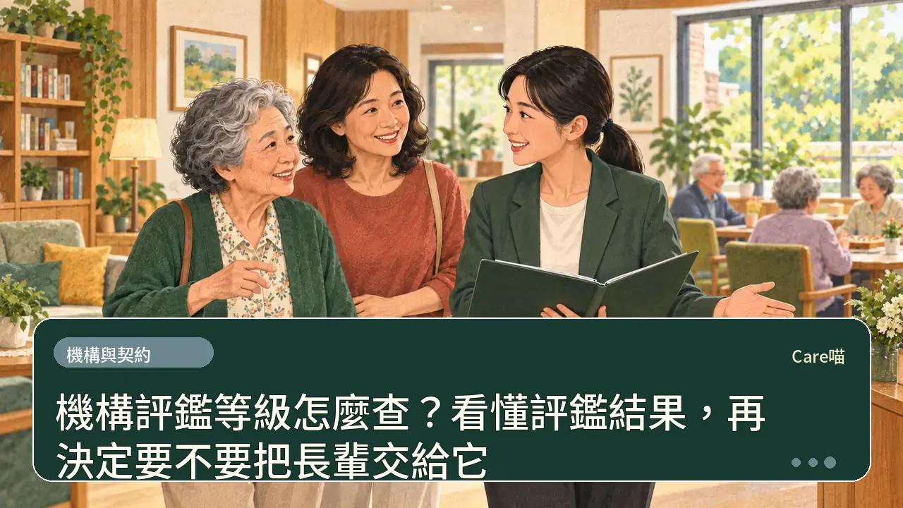 機構評鑑等級怎麼查？看懂評鑑結果，再決定要不要把長輩交給它主題插畫