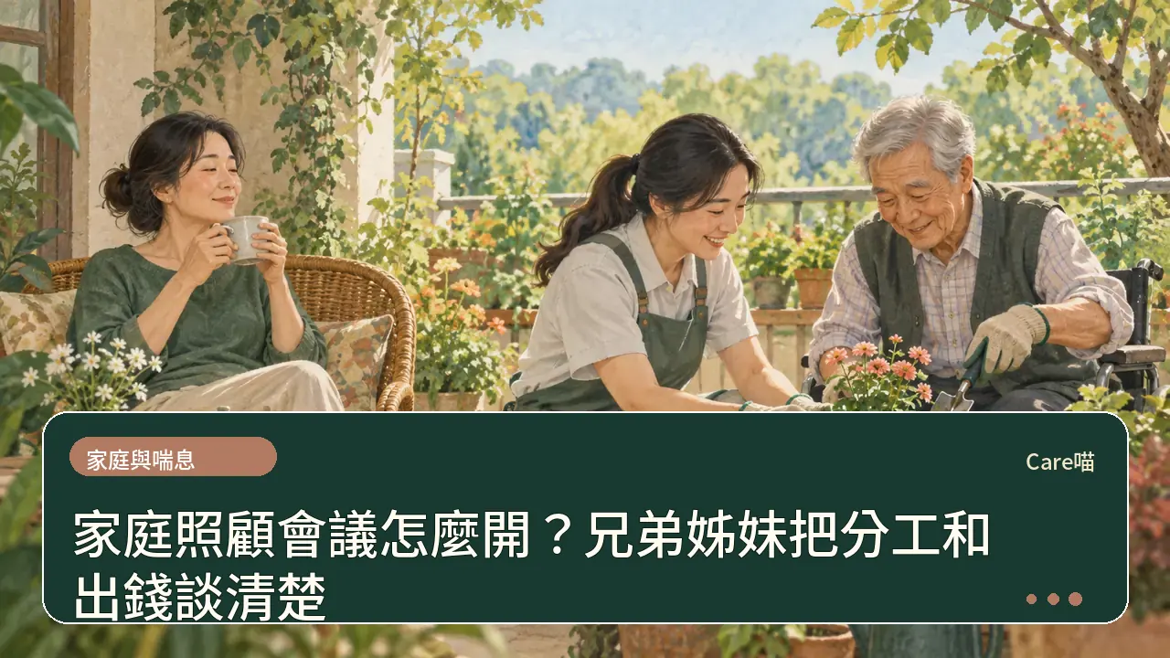 家庭照顧會議怎麼開？兄弟姊妹把分工和出錢談清楚主題插畫