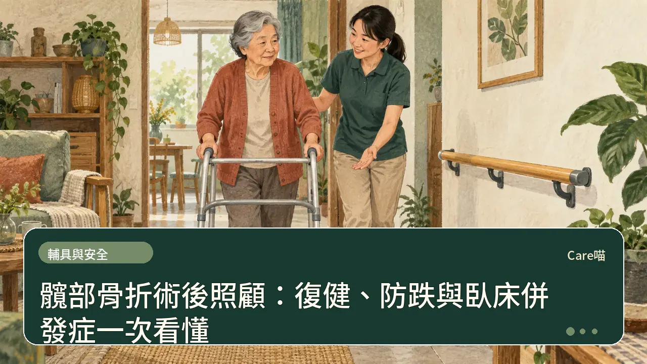 髖部骨折術後照顧:復健、防跌與臥床併發症一次看懂主題插畫