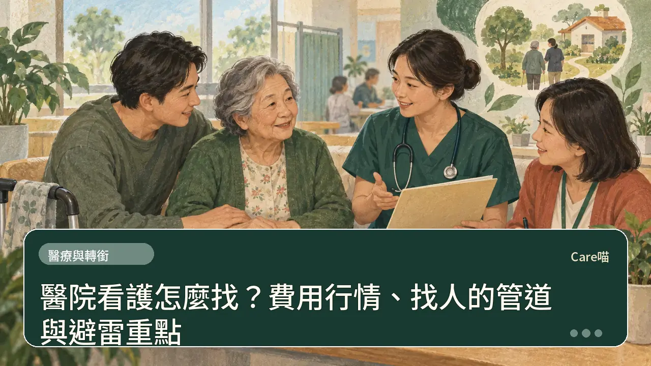 醫院看護怎麼找？費用行情、找人的管道與避雷重點主題插畫