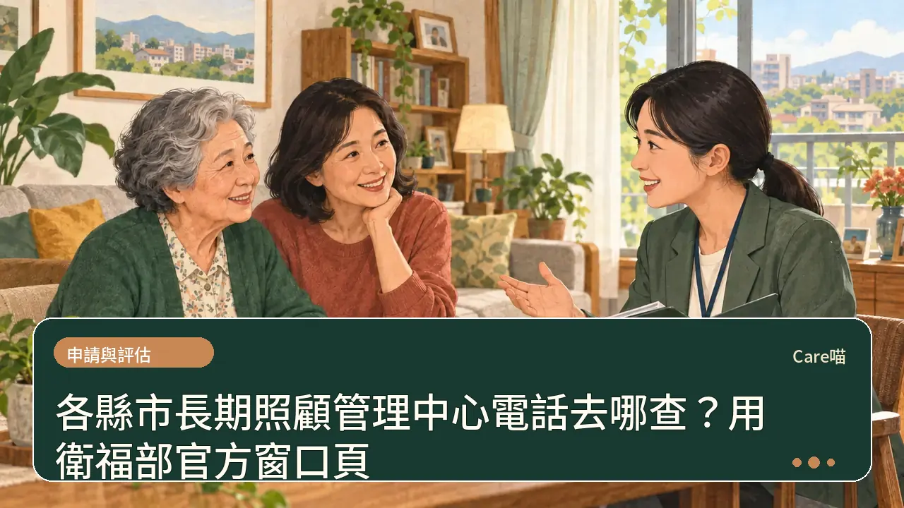 各縣市長期照顧管理中心電話去哪查?用衛福部官方窗口頁主題插畫