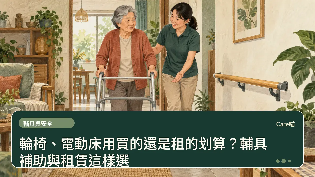 輪椅、電動床用買的還是租的划算？輔具補助與租賃這樣選主題插畫