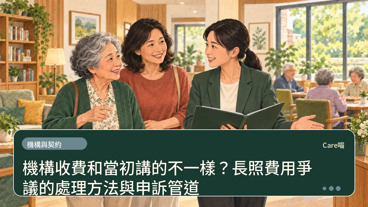 機構收費和當初講的不一樣?長照費用爭議的處理方法與申訴管道主題插畫