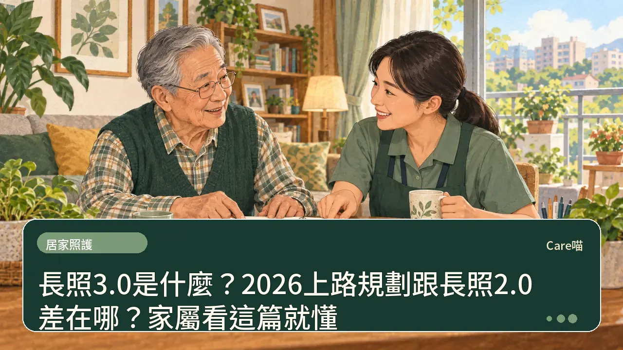 長照3.0是什麼？2026上路規劃跟長照2.0差在哪？家屬看這篇就懂主題插畫