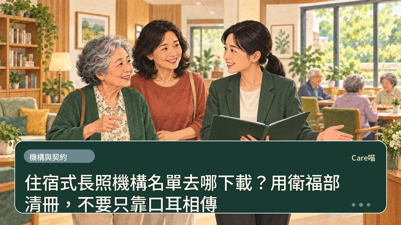住宿式長照機構名單去哪下載？用衛福部清冊，不要只靠口耳相傳主題插畫