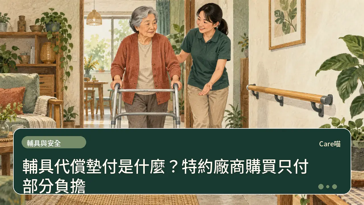 輔具代償墊付是什麼？特約廠商購買只付部分負擔主題插畫