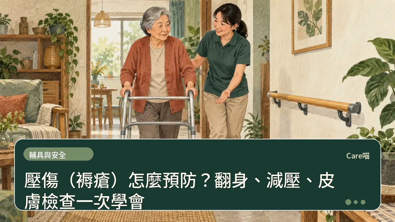 壓傷（褥瘡）怎麼預防？翻身、減壓、皮膚檢查一次學會主題插畫