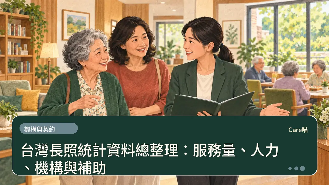 台灣長照統計資料總整理：服務量、人力、機構與補助主題插畫