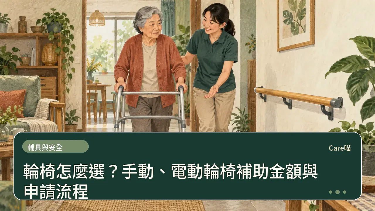 輪椅怎麼選?手動、電動輪椅補助金額與申請流程主題插畫